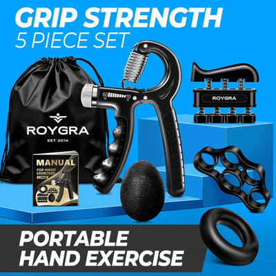 roygra Grip Strength Trainer (5 Pack), Forearm Strengthener Exerciser, Hand Strengthening Devices, Finger Strengthener, Workout Exercise Fitness Equipment, Baseball Climbing Calisthenics Basketball
