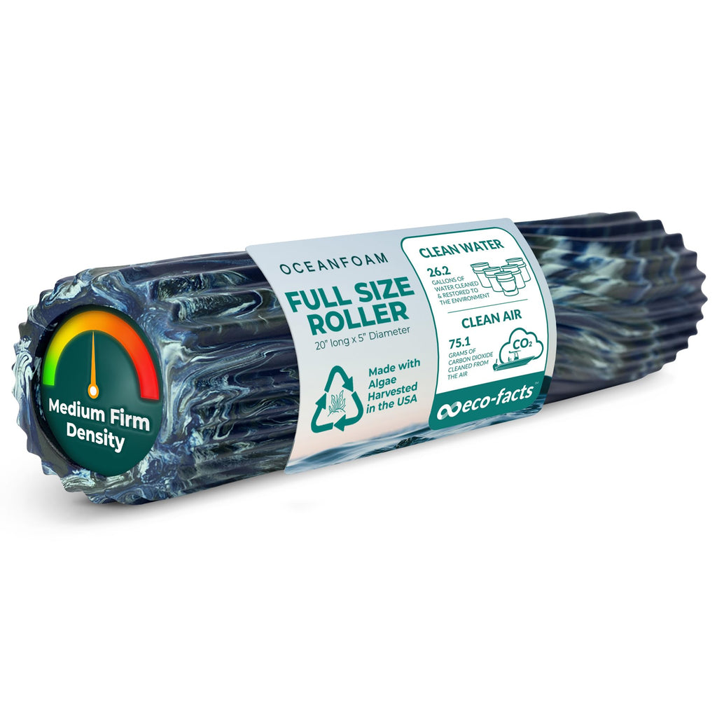 Oceanfoam Tidal Roller - Natural - Muscle Massage Foam Roller for Back Pain & Stretching - Firm and Ergonomic Wide Wave Textured - Yoga, Athletics, & Wellness - Full Size, 20" x 5"