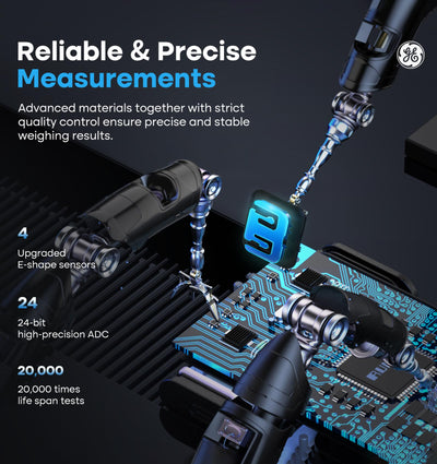 GE Smart Scale for Body Weight BMI Fat Muscle Mass with 14 Body Composition Metrics & All-in-one LCD Display, Digital Bathroom Weight Scales Bluetooth with App, Accurate Weighing Machine 400 lbs