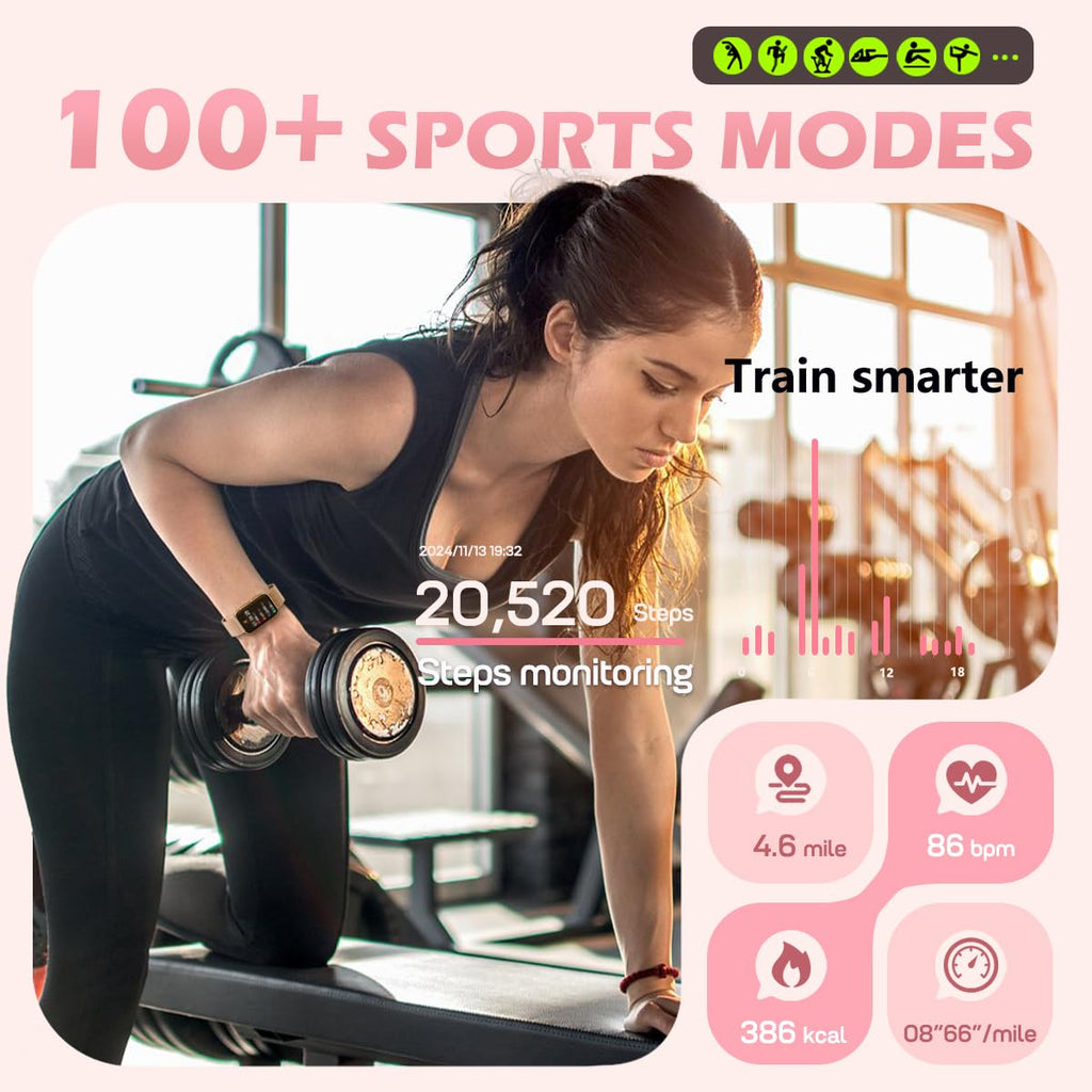 MorePro Health Fitness Tracker with Blood oxy-gen Monitor and 24/7 Heart Rate and Blood Pressure, Sleep Monitor, 120+ Sport Modes Waterproof Fitness Watch for Women Men Android iOS, Black