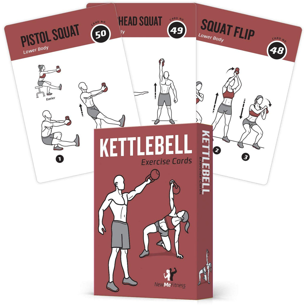 NewMe Fitness Stretching Workout Cards, Instructional Fitness Deck for Women & Men, Beginner Fitness Guide to Training Exercises at Home or Gym