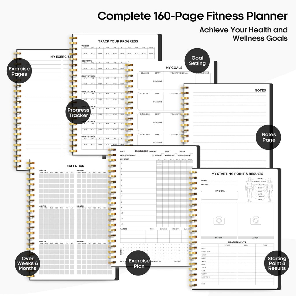 Fitness Workout Journal for Women & Men, A5(5.5" x 8.2") Workout Log Book Planner for Tracking, Progress, and Achieving Your Wellness Goals - Green