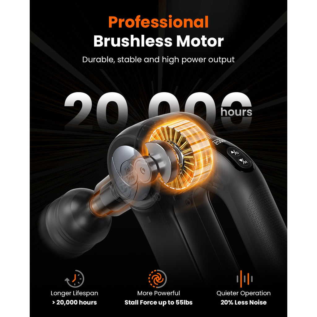 BOB AND BRAD D5 Pro Plus Massage Gun with Heat, FSA Eligible/HSA Eligible, 13mm Amplitude Deep Tissue Percussion Massage Gun with Max Power for Muscle Therapy, Professional Muscle Massager, Ideal Gift