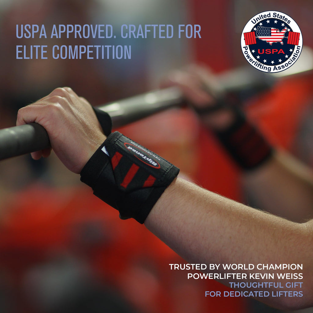Rip Toned 18” Wrist Wraps - USPA Endorsed Wrist Straps for Weightlifting - Quality Wrist Support - Adjustable, Durable, Machine Washable - Gym Wraps for Powerlifting - for Men & Women