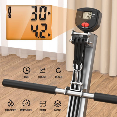 Rowing Machine for Home Use, LUBBYGIM Rowing Machine Foldable Rower with LCD Monitor - Hyper-Quiet & Smooth - 2024 Upgraded Version with 300LBS Loading Capacity