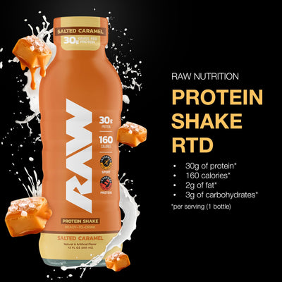 RAW Ready-to-Drink Protein Shake, Vanilla - RTD Protein Drinks with Grass-Fed Whey Protein Isolate for Post-Workout - Zero-Sugar & Gluten-Free Meal Replacement Drink & Breakfast Shake, 12 Fl Oz