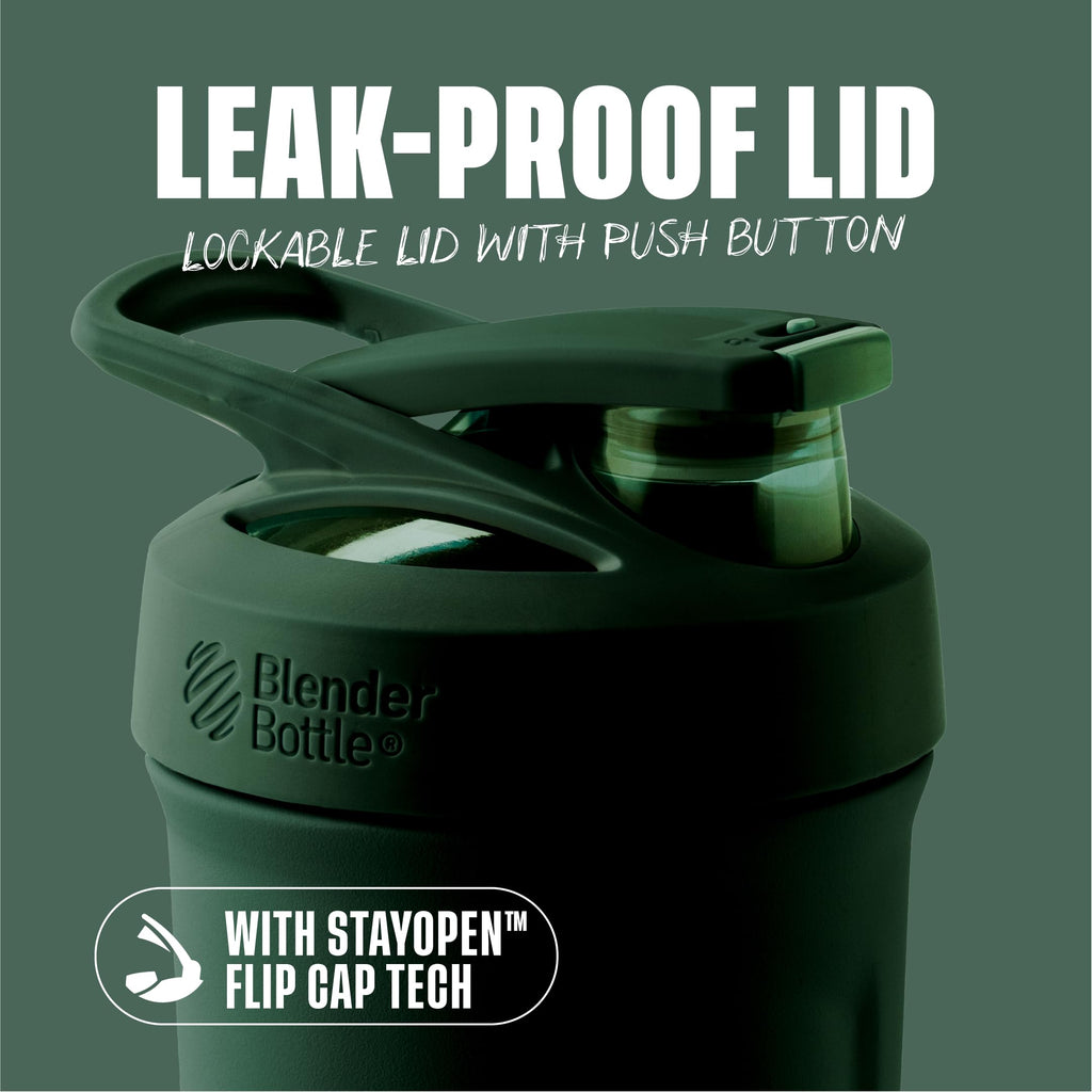 BlenderBottle Strada Shaker Cup Insulated Stainless Steel Water Bottle with Wire Whisk, 24-Ounce, Black