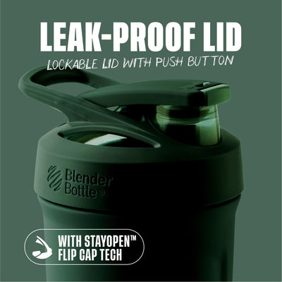 BlenderBottle Strada Shaker Cup Insulated Stainless Steel Water Bottle with Wire Whisk, 24-Ounce, Black