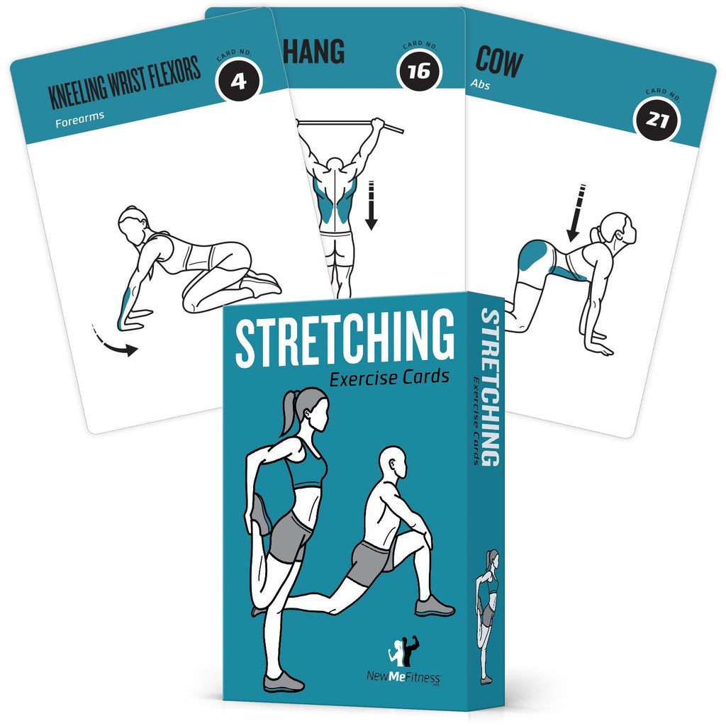 NewMe Fitness Stretching Workout Cards, Instructional Fitness Deck for Women & Men, Beginner Fitness Guide to Training Exercises at Home or Gym