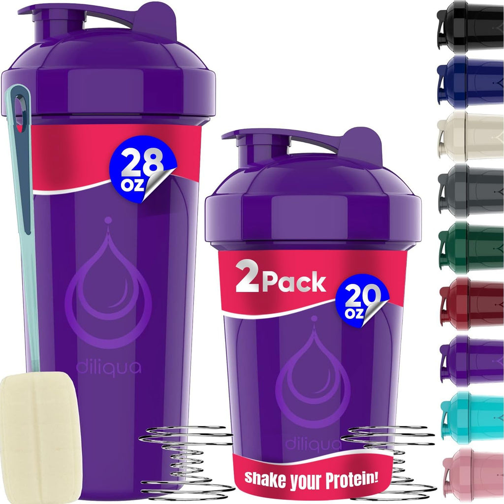 2 PACK, 28 oz & 20 oz Shaker Bottles with Powerful Wire Whisks for Protein Mixes | Leakproof Blender Shaker Bottle Pack | BPA-Free & Dishwasher Safe | Shaker Bottle | Shaker Cups for shakes