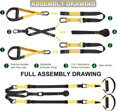 Home Resistance Training Kit for Home Gym - Resistance Bands Set with Handles, Door Anchor, Wall Mount, Guide for Full-Body Work.