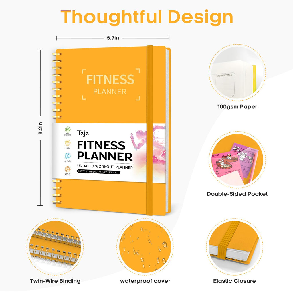 Fitness Workout Journal for Women & Men, A5(5.5" x 8.2") Workout Log Book Planner for Tracking, Progress, and Achieving Your Wellness Goals - Green