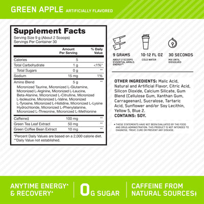 Optimum Nutrition Amino Energy - Pre Workout with Green Tea, BCAA, Amino Acids, Keto Friendly, Green Coffee Extract, Energy Powder - Watermelon, 30 Servings (Packaging May Vary)