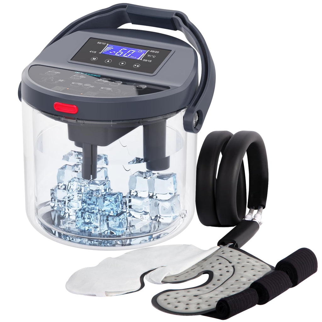 Cold Therapy Machine with Programmable Timer, Ice-Machine-for-Knee-After-Surgery, Knee Replacement Recovery Equipment, Cryotherapy Pain Relief w/Compression Pad for Shoulder, Ankle (Dark Grey)