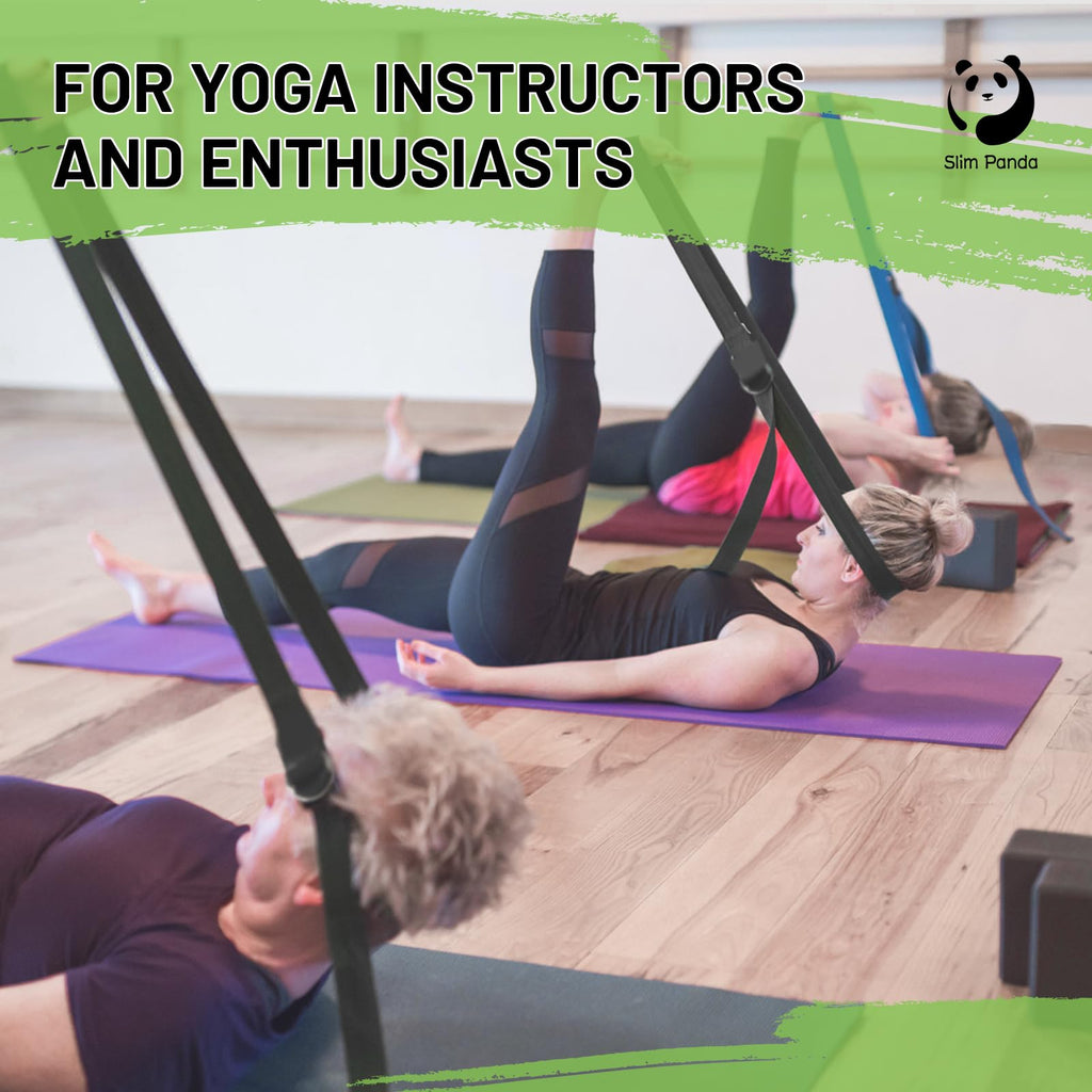 Slim Panda Yoga Strap for Stretching,Cotton Yoga Strap with Adjustable D-Ring Buckle,Non-Elastic Yoga Belt for Pilates,Gym Workouts,Physical Therapy,Improve Flexibility