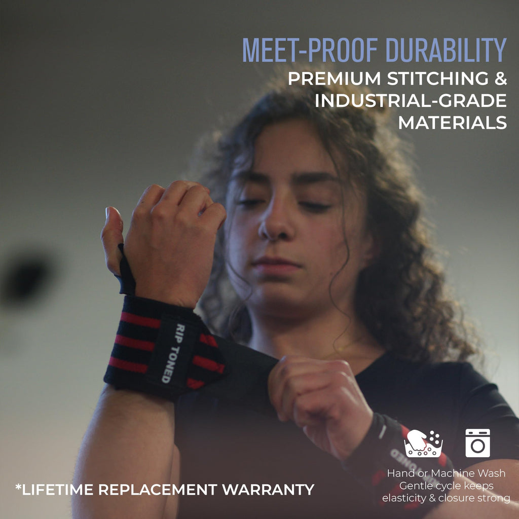 Rip Toned 18” Wrist Wraps - USPA Endorsed Wrist Straps for Weightlifting - Quality Wrist Support - Adjustable, Durable, Machine Washable - Gym Wraps for Powerlifting - for Men & Women