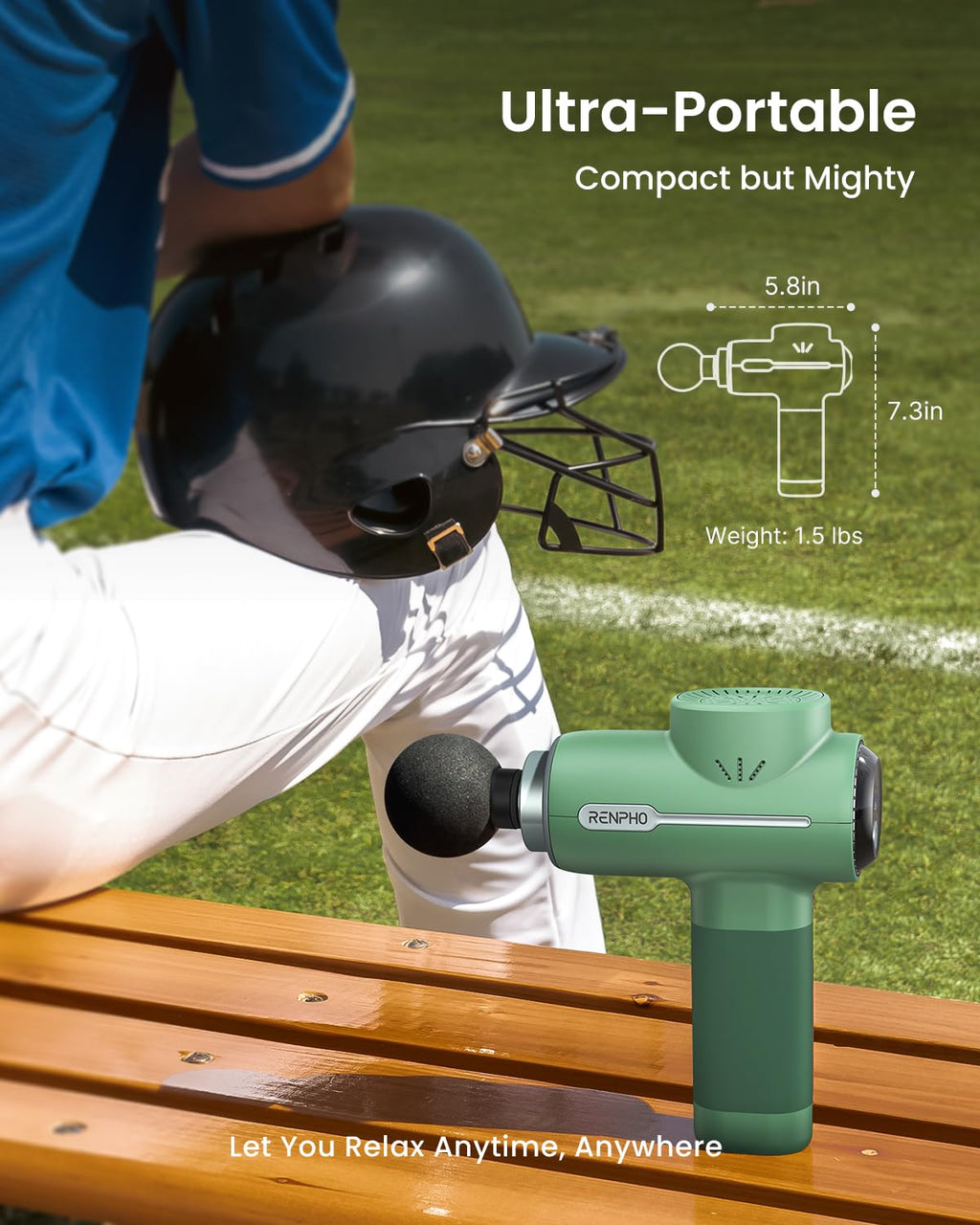 RENPHO Massage Gun Deep Tissue, Christmas Birthday Gifts for Women Men, Portable Percussion Massager for Back and Neck, Handheld Device with Carry Case, Active