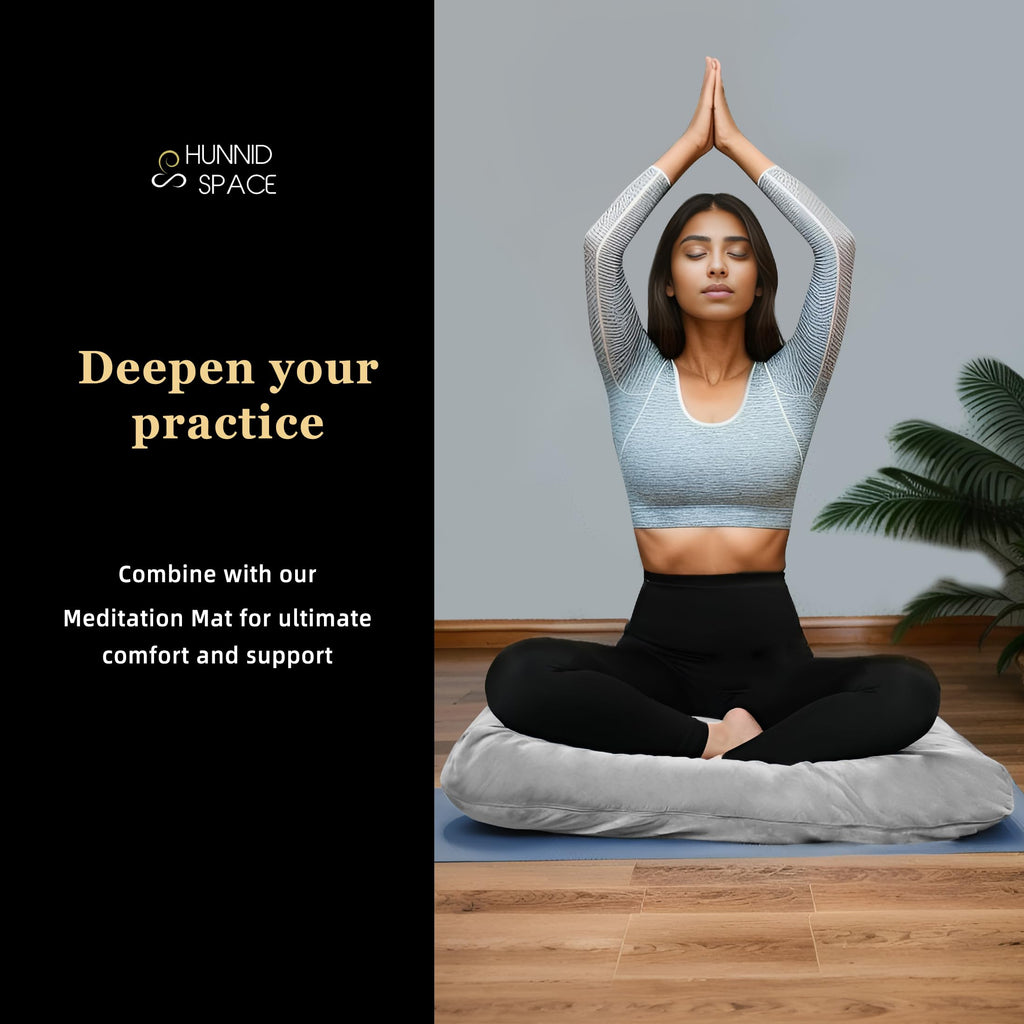 Meditation Zafu Cushion Set with Buckwheat Hulls & Memory Foam - Ergonomic Support for Yoga & Sitting - Removable Machine-Washable Luxury Velvet Cover - for Adults and Kids (Blue)