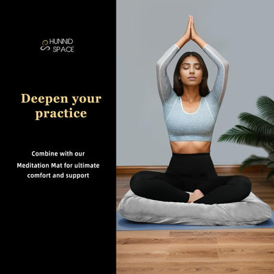 Meditation Zafu Cushion Set with Buckwheat Hulls & Memory Foam - Ergonomic Support for Yoga & Sitting - Removable Machine-Washable Luxury Velvet Cover - for Adults and Kids (Blue)