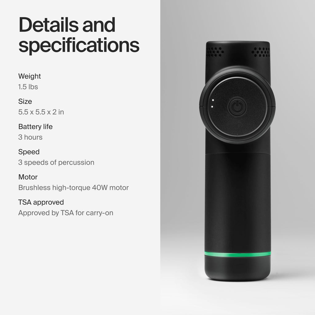 Hyperice Hypervolt Go 2 - Black - Featuring Quiet Glide Technology - Handheld Percussion Massage Gun - 3 Speeds, 2 Interchangeable Heads - Helps Relieve Sore Muscles and Stiffness - FSA-HSA Eligible