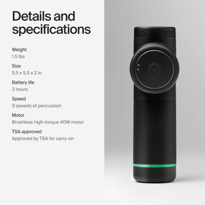 Hyperice Hypervolt Go 2 - Black - Featuring Quiet Glide Technology - Handheld Percussion Massage Gun - 3 Speeds, 2 Interchangeable Heads - Helps Relieve Sore Muscles and Stiffness - FSA-HSA Eligible