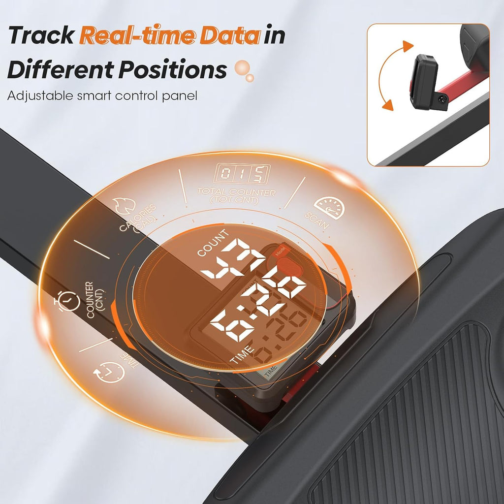 Rowing Machine, 4 in 1 Rowing and Ab Machine with 2 Levels of Workout Resistance, Quiet & Foldable Rower Machine with 3 Adjustable Handle Heights & LCD Monitor, Row Machine for Home Exercise