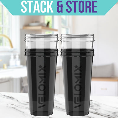VELOMIX -4 PACK- 28 oz Protein Shaker Bottle for Protein Mixes - 4x Wire Whisk | Leak Proof Shaker Cups for Protein Shakes | Protein Shaker Bottle Pack | Protein Shake Cup (Brown)