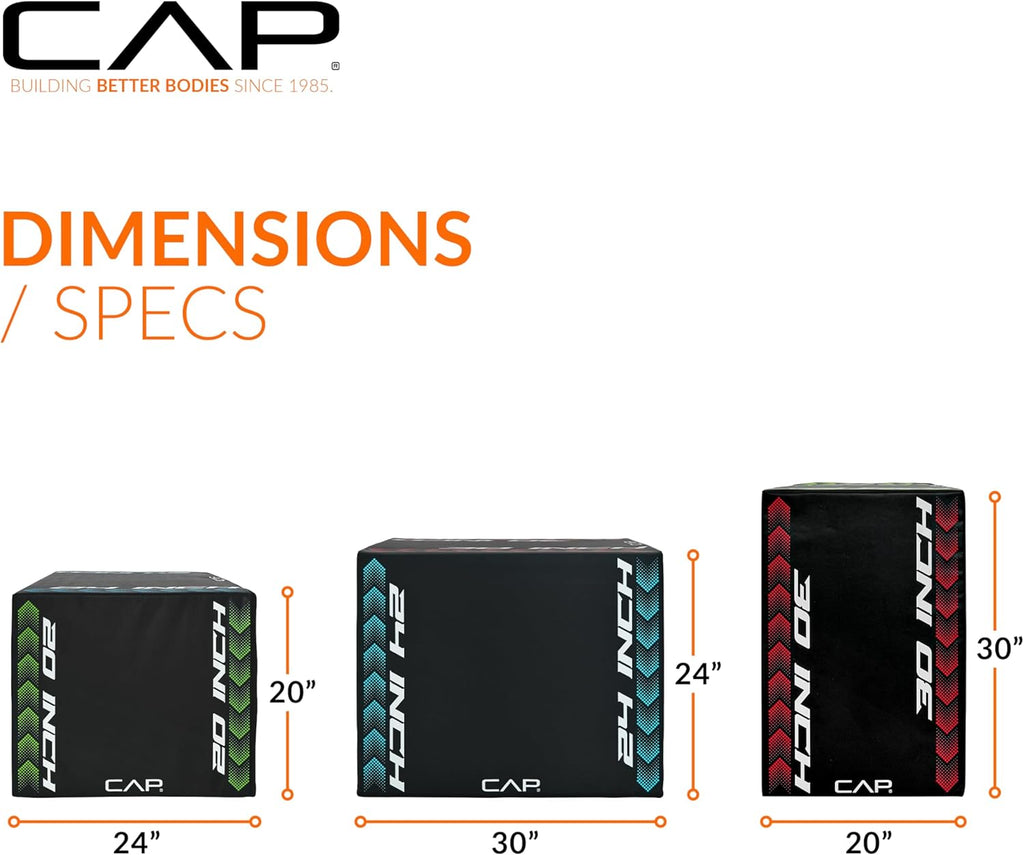 CAP Barbell 3-in-1 Foam Plyometric Jump Box – Adjustable Heights for Home Gym, HIIT, Step-Ups, Agility Drills & Strength Training