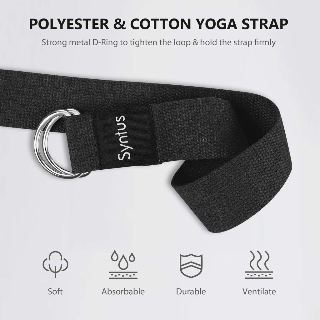 Syntus Yoga Block and Yoga Strap Set, 2 Soft Non-Slip Yoga Blocks 9×6×4 inches, 8FT Metal D-Ring Strap for Yoga, General Fitness, Pilates, Stretching and Toning