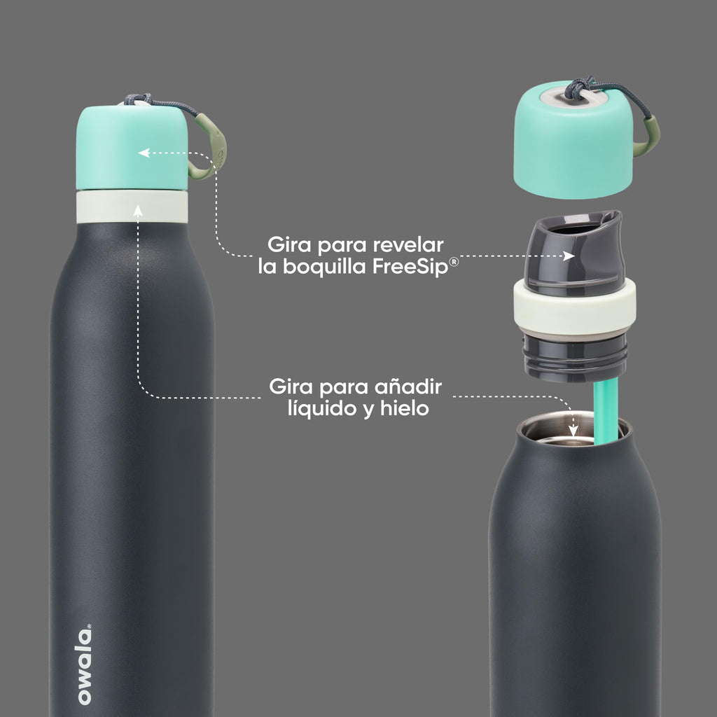 Owala FreeSip Twist Insulated Stainless Steel Water Bottle with Straw for Sports and Travel, BPA-Free, 24-oz, Purple/Purple (California Grapevine)