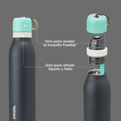 Owala FreeSip Twist Insulated Stainless Steel Water Bottle with Straw for Sports and Travel, BPA-Free, 24-oz, Purple/Purple (California Grapevine)