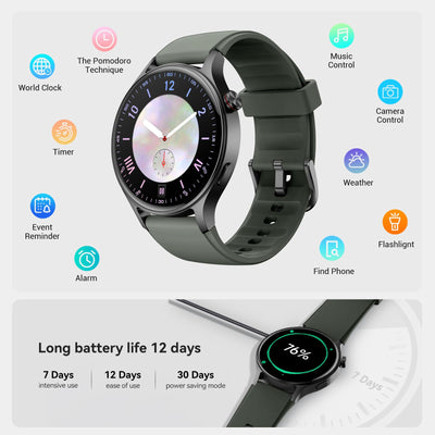 Fitpolo Smart Watch for Women,1.3" AMOLED Touchscreen Fitness Tracker, Make/Answer Calls, Heart Rate SpO2 Monitor, IP68 Waterproof, Sleep & Activity Tracking Smartwatch for Android Phones iPhone