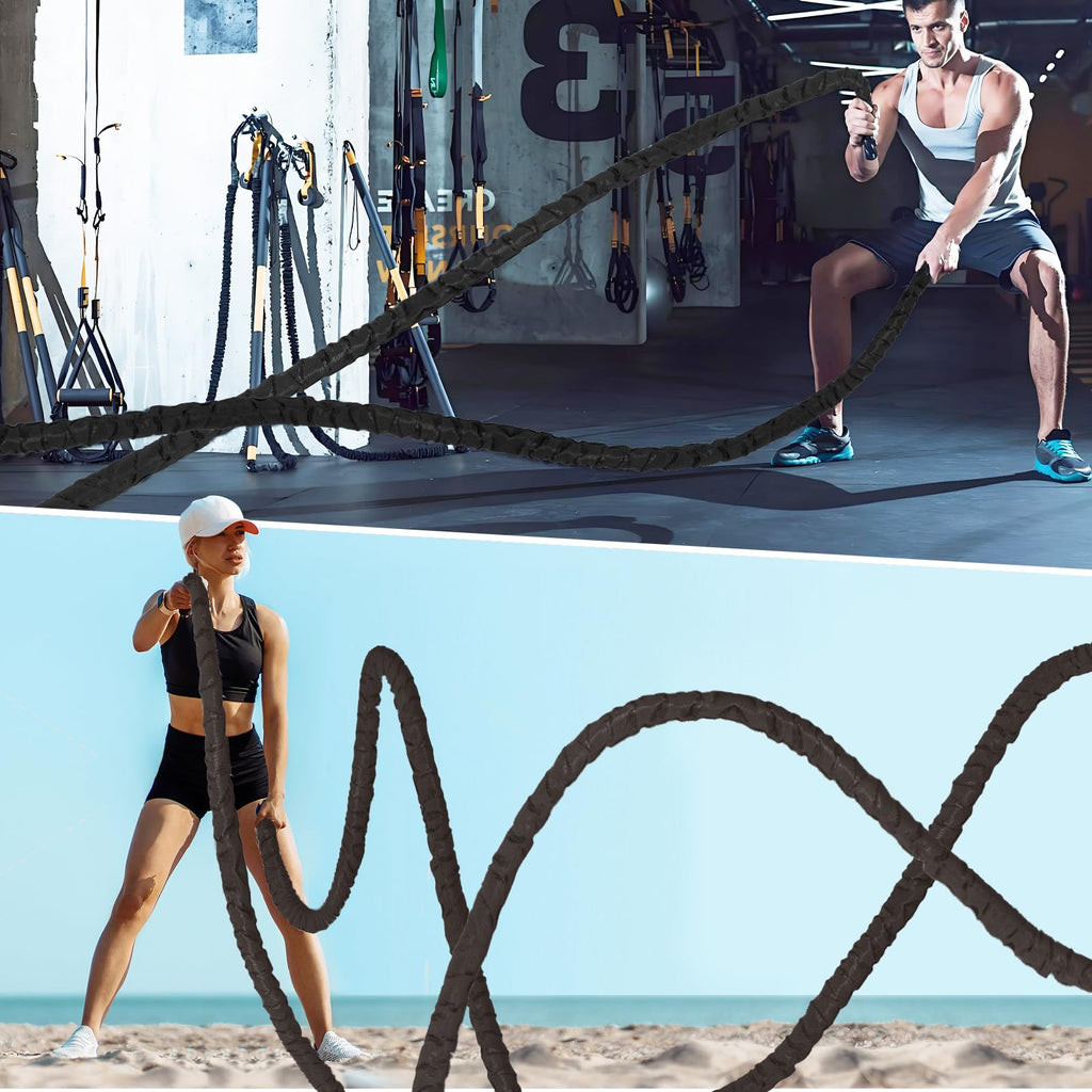 Battle Rope 1/1.26/1.5/2 Inch Diameter,Pink 30FT/40FT/50FT Exercise Workout Ropes for Home Gym Heavy Weighted Training Rope for Working Out