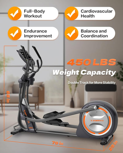 GYMOST Elliptical Machine, Elliptical Exercise Machine for Home with Hyper-Quiet Magnetic Drive System, Elliptical Trainer with 32 Resistance Levels, Large LED Monitor