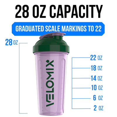 VELOMIX -2 Pack- 28 oz Protein Shaker Bottles for Protein Mixes - 2x Wire Whisk | Leak Proof Shaker Cups for Protein Shakes | Protein Shaker Bottle Pack (Black/Transparent)