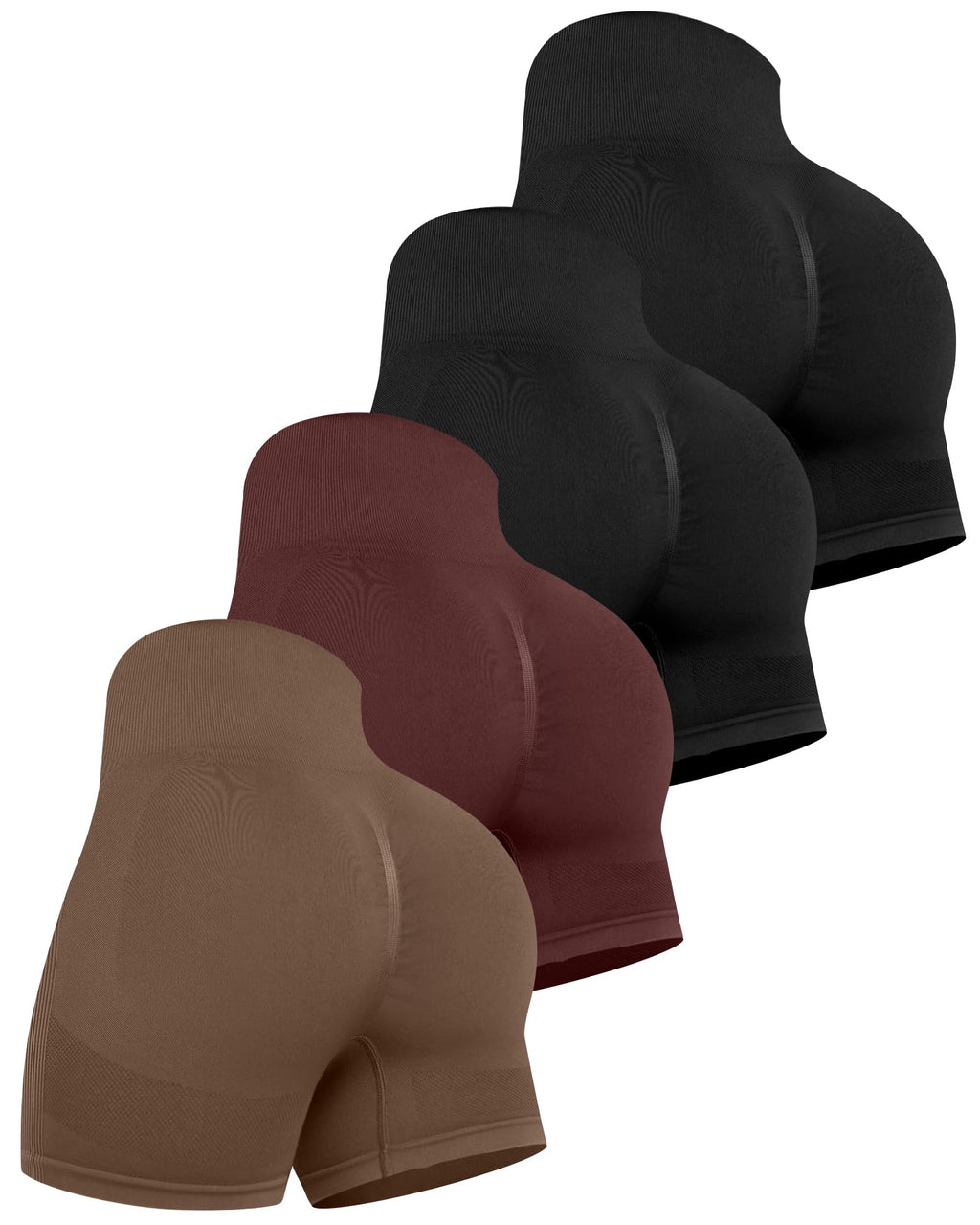 CHRLEISURE Women's 4 Packs Workout Gym Shorts, High Waisted Butt Lifting Scrunch Butt Seamless Booty Shorts