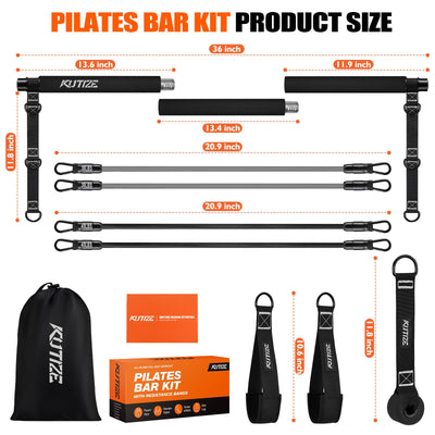 Pilates Bar Kit with Resistance Bands, Pilates Equipment, Multifunctional Pilates Bar for Women & Men, Pilates kit for Hip, Back, Arm, Full-Body Workouts, Home Gym Strength Training Equipment