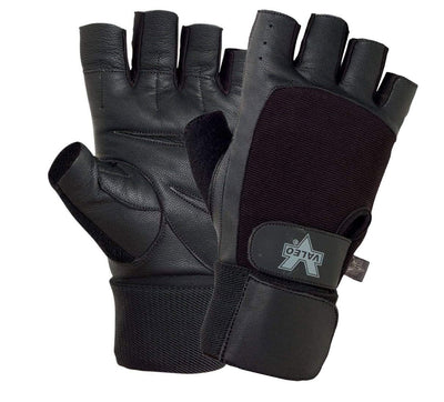 Valeo Competition Wrist Wrap Lifting Gloves with Durable Leather Construction, Reinforced Stitching, and Double Leather Padded Palms