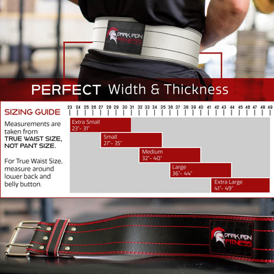 Dark Iron Fitness Weight Lifting Belt for Powerlifting Deadlift Training, Premium Leather for Core Support Gym Strength Workout