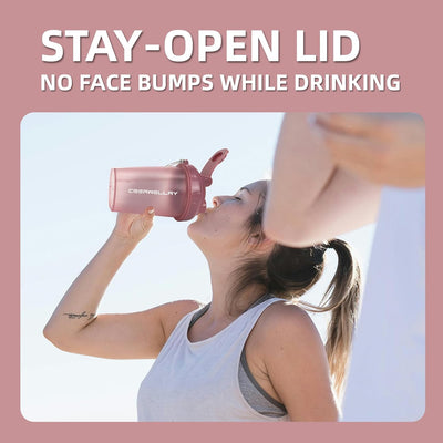 2 Pack Shaker Bottles for Protein Mixes, 17 oz Small Protein Shaker Bottle with Handle, Gym Shaker Cups with Blending Ball for Pre Workout, BPA-Free & Dishwasher Safe (Black, Pink)