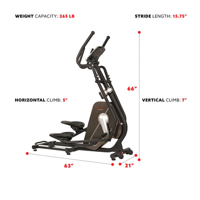Sunny Health & Fitness Elliptical Trainer Machine w/Built-in Pulse Sensor, Low Impact Cardio Exerciser & Full-Body Cross Training for Home, Optional Free SunnyFit App Link & Electric w/300LB Load