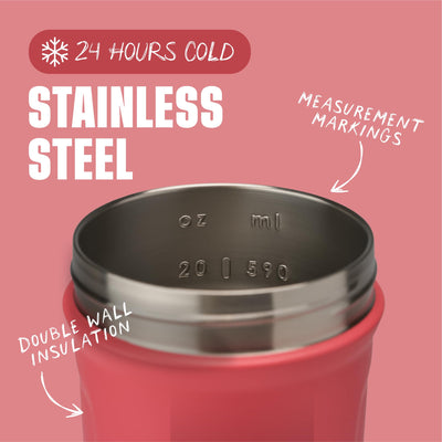 BlenderBottle Strada Shaker Cup Insulated Stainless Steel Water Bottle with Wire Whisk, 24-Ounce, Black