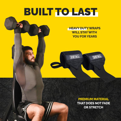 Heavy Duty Wrist Wraps & Lifting Straps – Weightlifting Wrist Wraps for Men with Silicone Grip & Padding – Gym Wrist Straps for Weightlifting