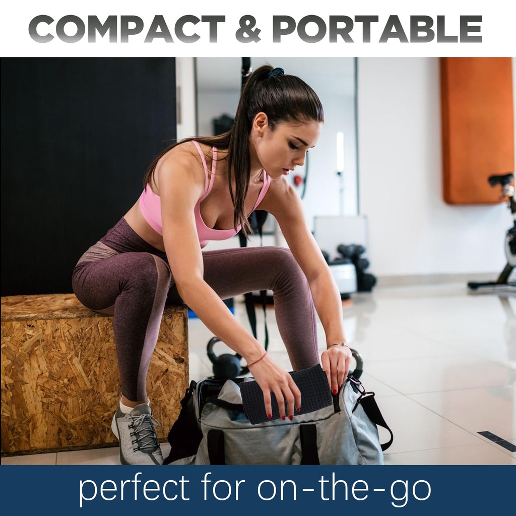 Microfiber Gym Towels for Working Out, Quickly Dry Yoga Towels for Men & Women Tennis, 16 Inch x 27 Inch, 6 Pack, Black