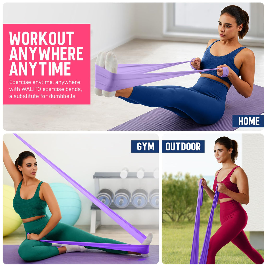 WALITO Resistance Bands for Working Out, Exercise Bands for Women and Men, Workout Bands for Physical Therapy, Stretch, Recovery, Pilates, Rehab, Strength Training and Home Gym