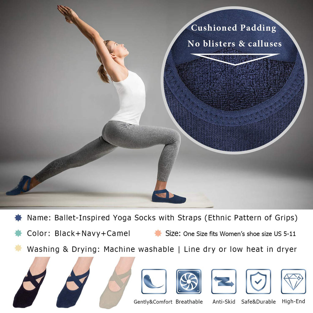 Ozaiic Pilates Socks for Women Non Slip Grip, Yoga Socks with Grippers for Barre, Hospital, Ballet, Dance, Barefoot Workout