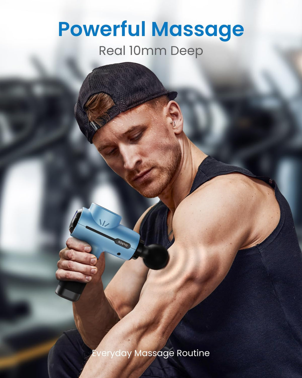 RENPHO Massage Gun Deep Tissue, Christmas Birthday Gifts for Women Men, Portable Percussion Massager for Back and Neck, Handheld Device with Carry Case, Active