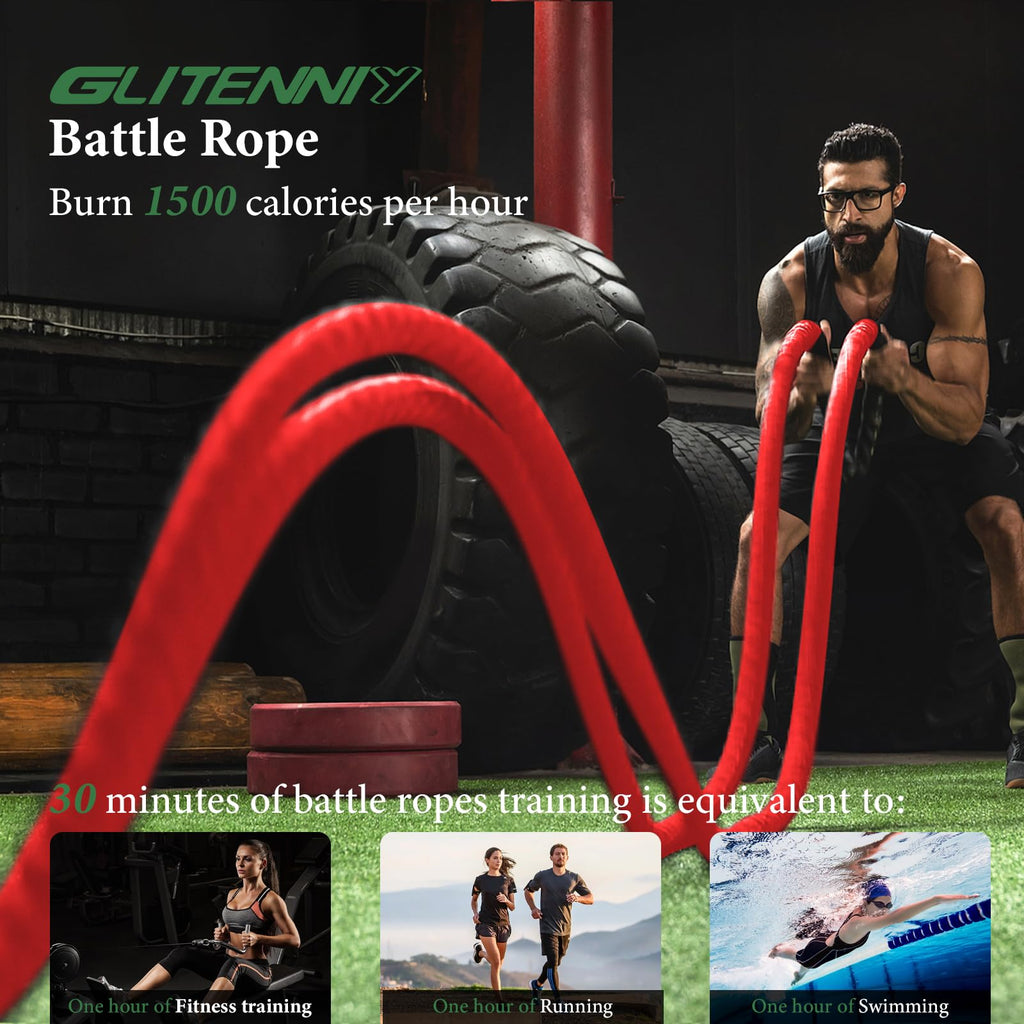 Battle Ropes Black Workout Rope 1 inch Battle Ropes for Home Gym 30ft Exercise Ropes for Working Out Heavy Ropes for Exercise Training Weighted Rope Weighted Workout Rope Battle Rope