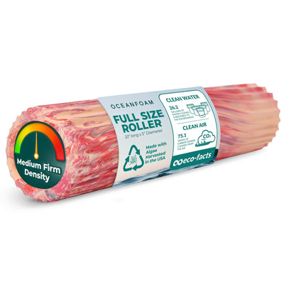 Oceanfoam Tidal Roller - Natural - Muscle Massage Foam Roller for Back Pain & Stretching - Firm and Ergonomic Wide Wave Textured - Yoga, Athletics, & Wellness - Full Size, 20" x 5"