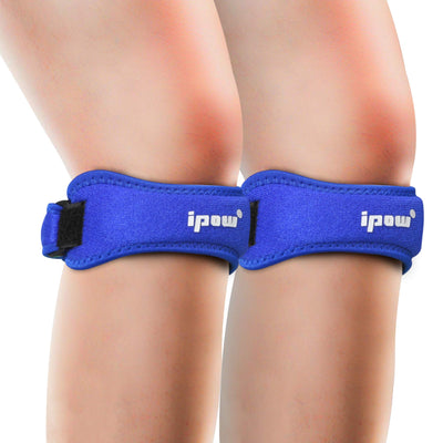 IPOW 2 Pack Knee Pain Relief & Patella Stabilizer Knee Strap Brace Support for Hiking, Soccer, Basketball, Running, Jumpers Knee, Tennis, Tendonitis, Volleyball & Squats, Black